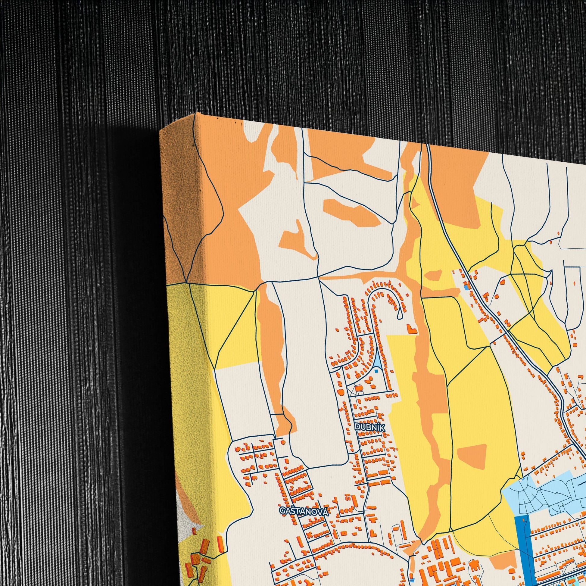 Humenné Slovakia Colorful City Map Canvas Print Detail