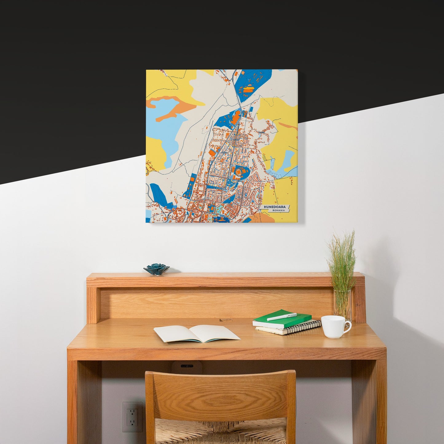 Hunedoara Romania Colorful City Map Canvas Print Scene