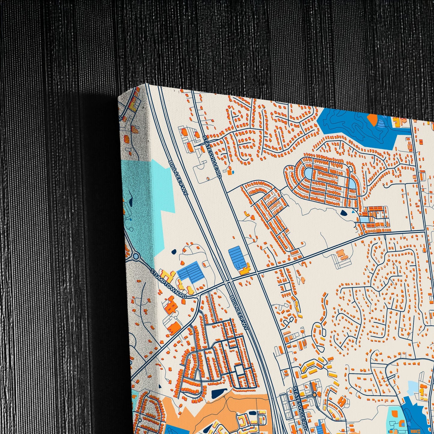 Huntersville North Carolina Colorful City Map Canvas Print Detail
