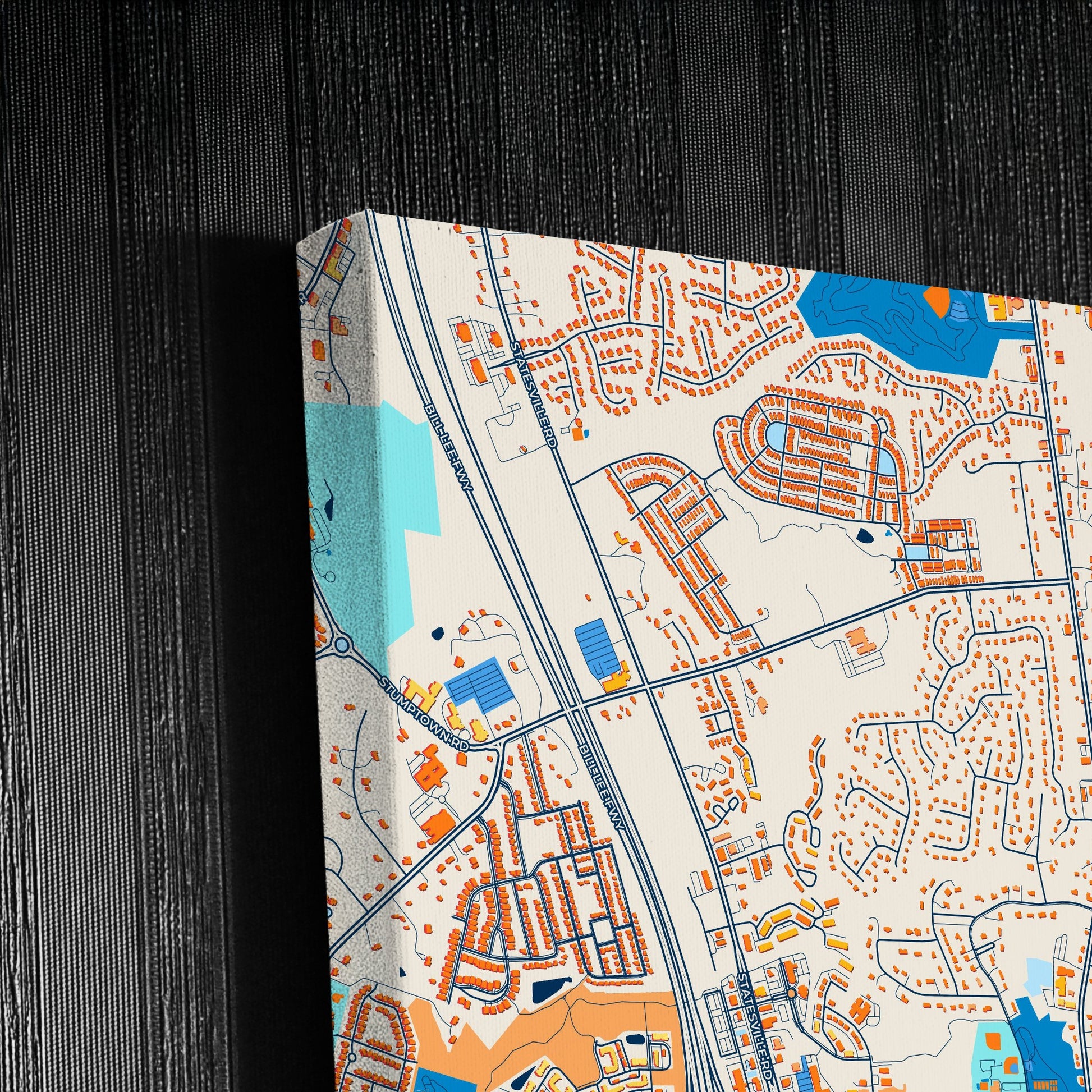 Huntersville North Carolina Colorful City Map Canvas Print Detail