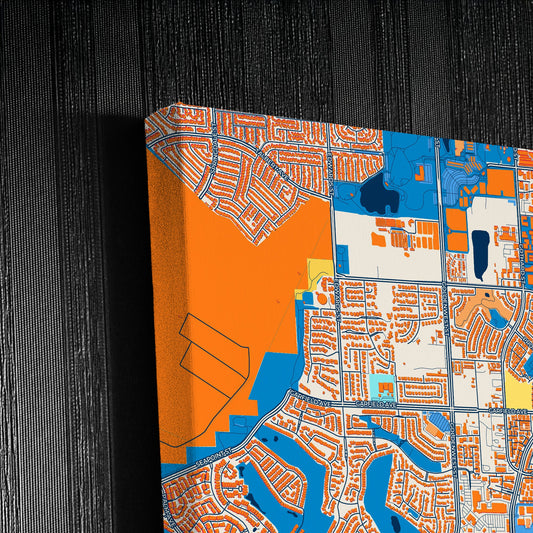 Huntington Beach California Colorful City Map Canvas Print Detail