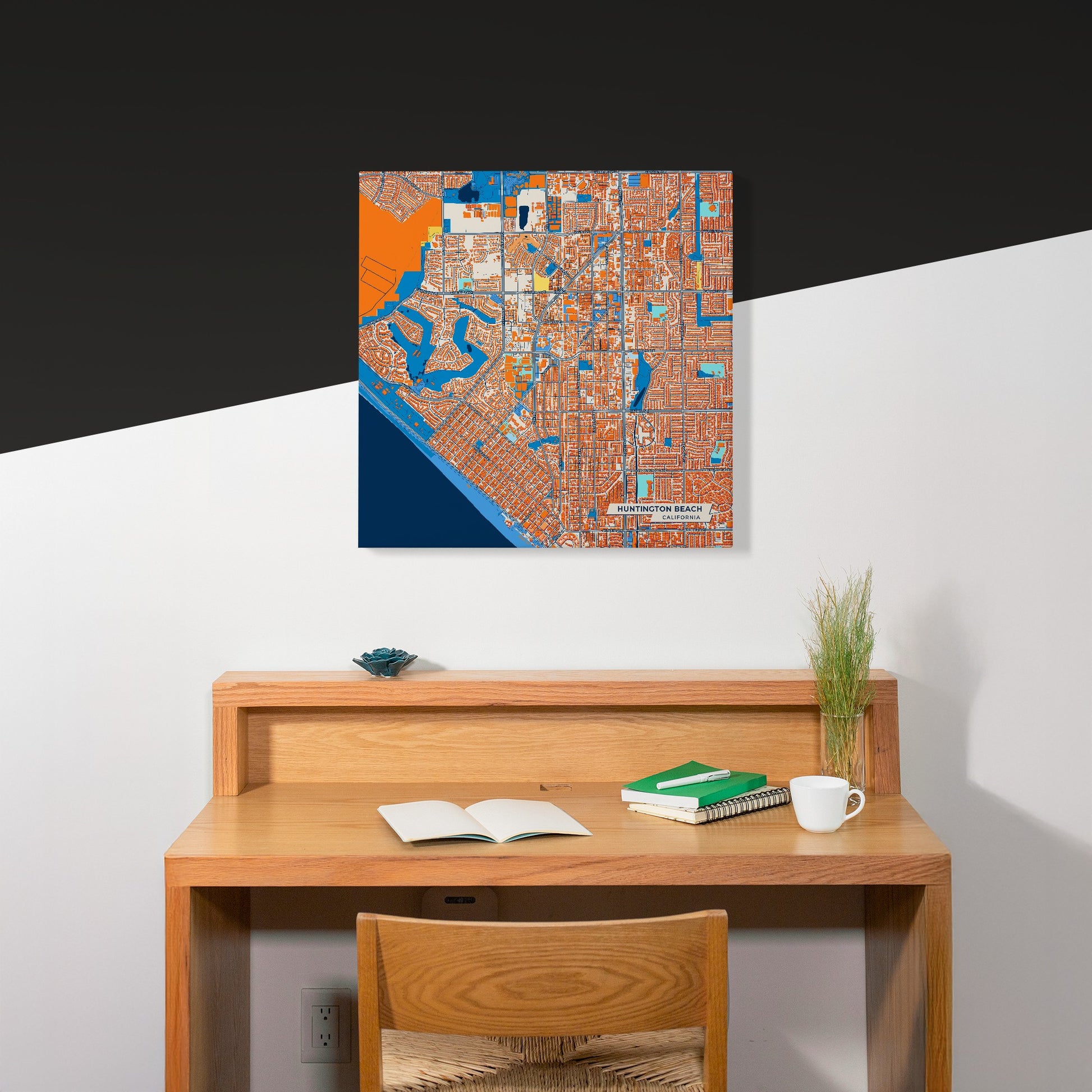 Huntington Beach California Colorful City Map Canvas Print Scene