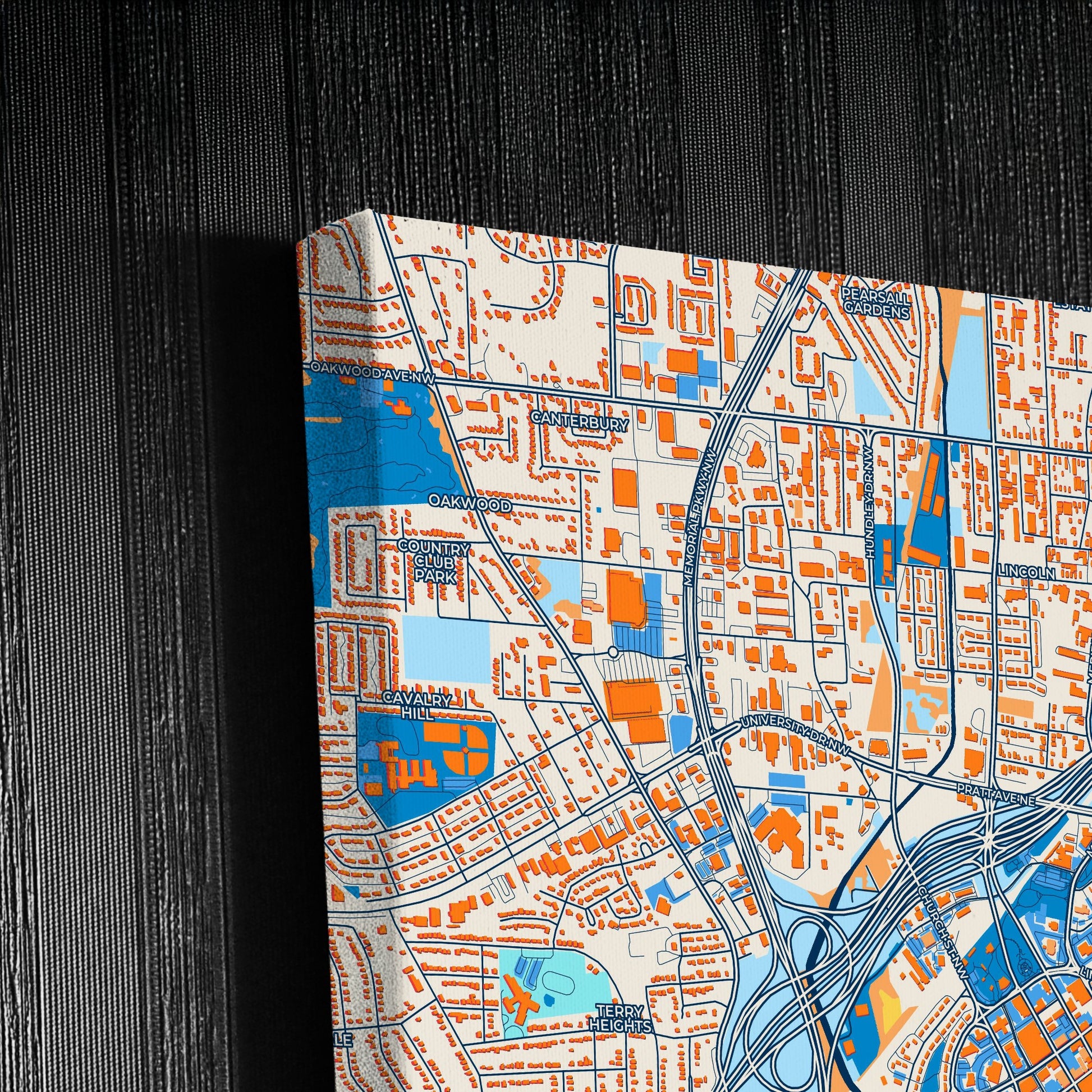 Huntsville Alabama Colorful City Map Canvas Print Detail