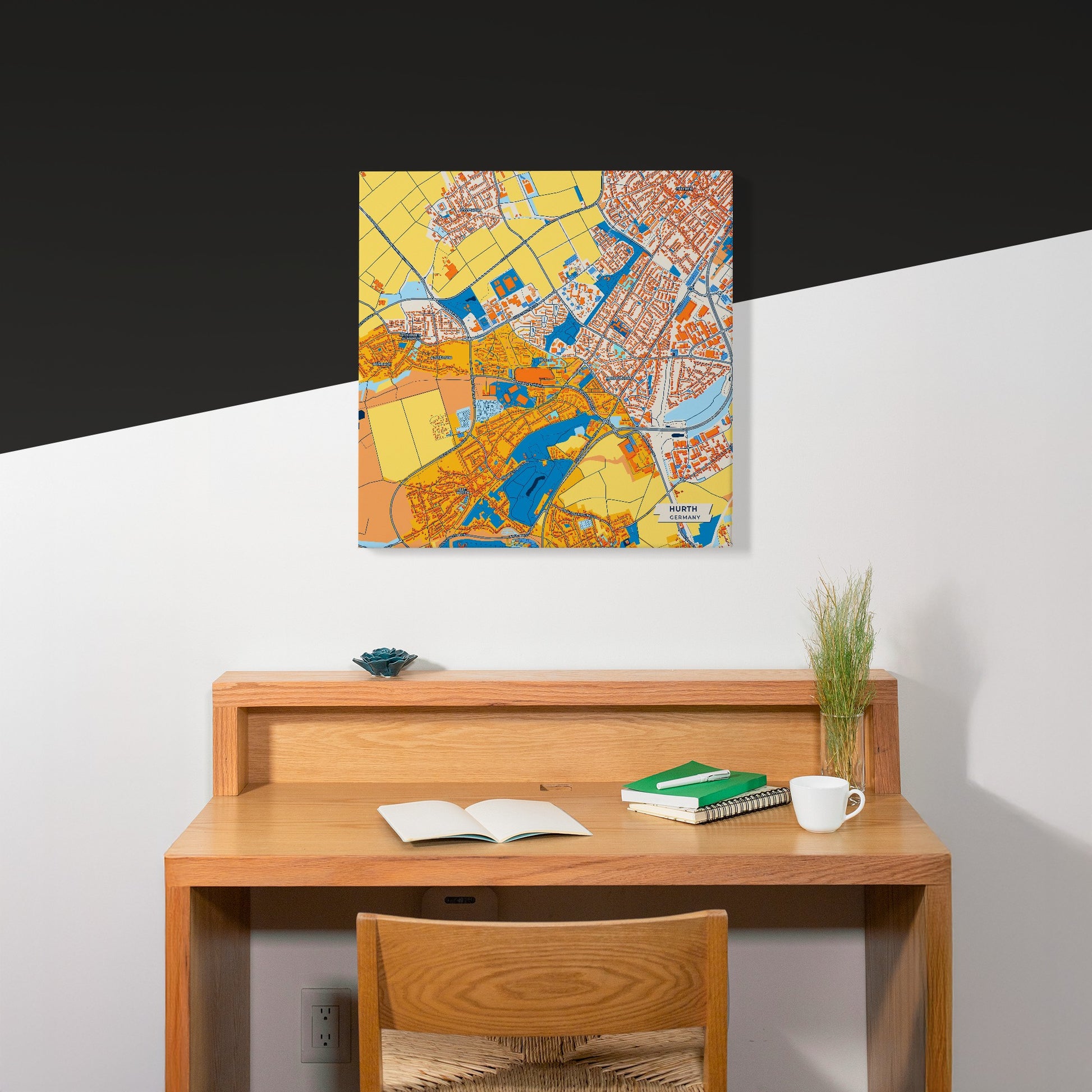 Hürth Germany Colorful City Map Canvas Print Scene