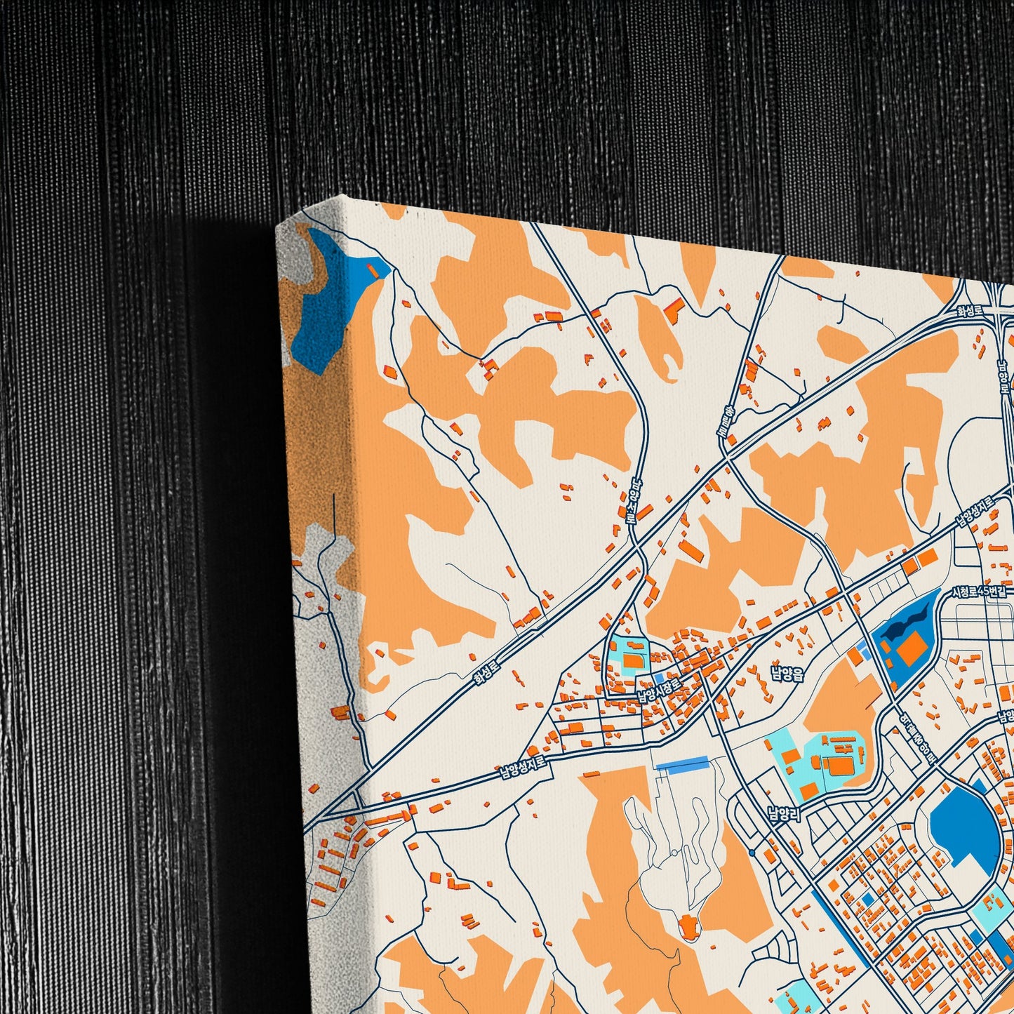 Hwaseong South Korea Colorful City Map Canvas Print Detail