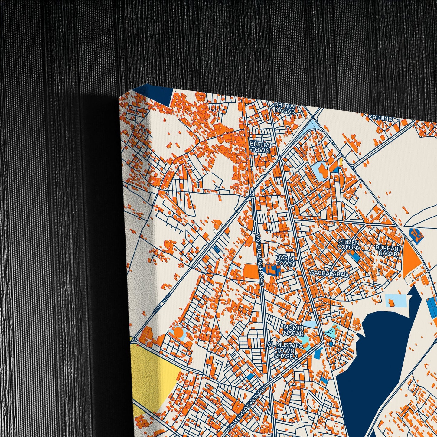 Hyderabad Pakistan Colorful City Map Canvas Print Detail