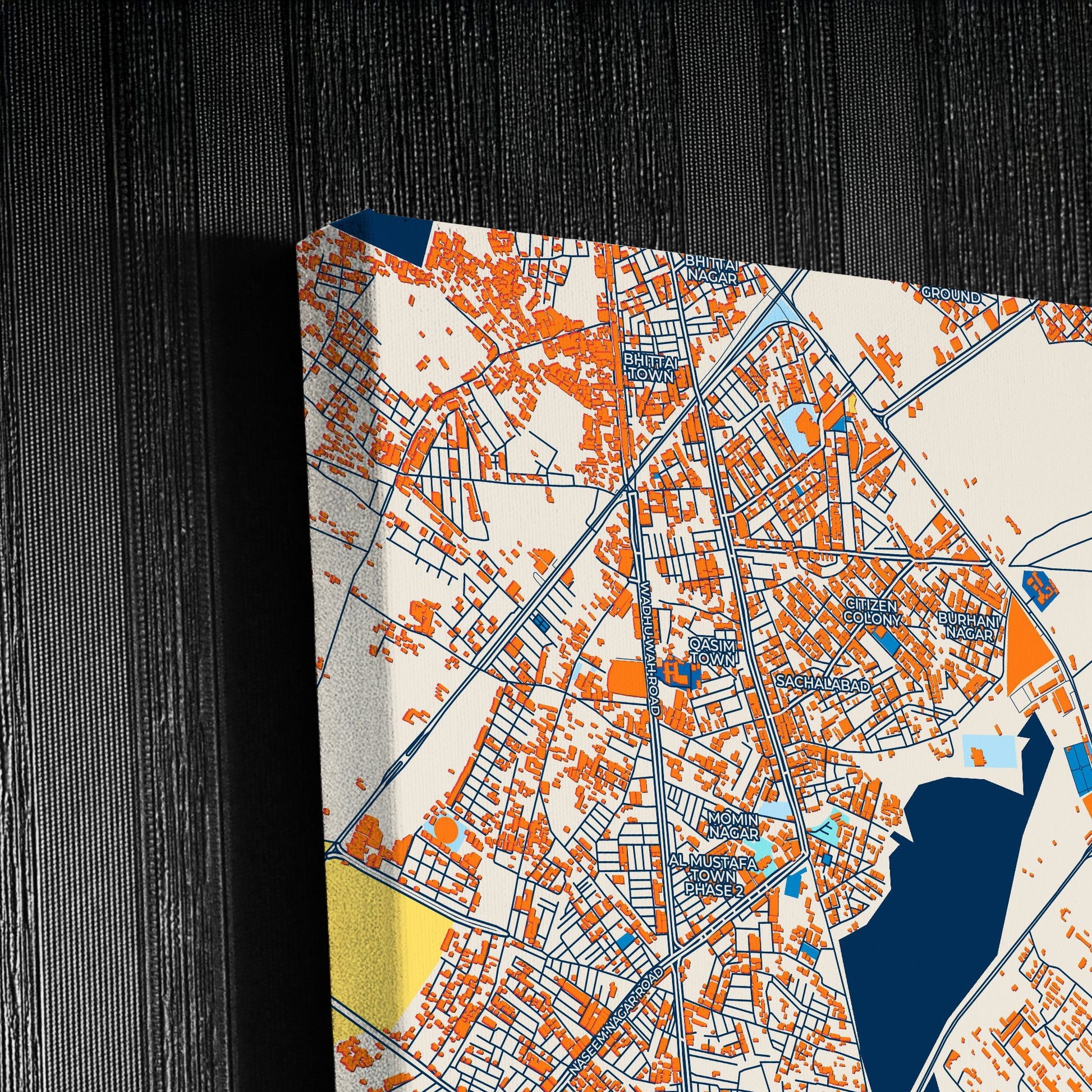 Hyderabad Pakistan Colorful City Map Canvas Print Detail
