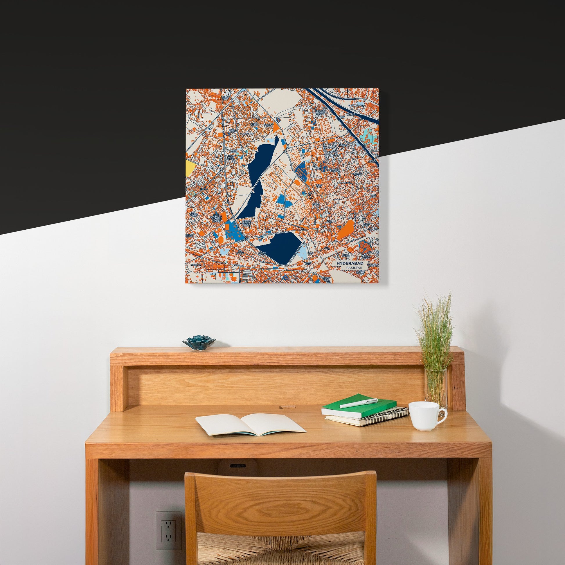 Hyderabad Pakistan Colorful City Map Canvas Print Scene