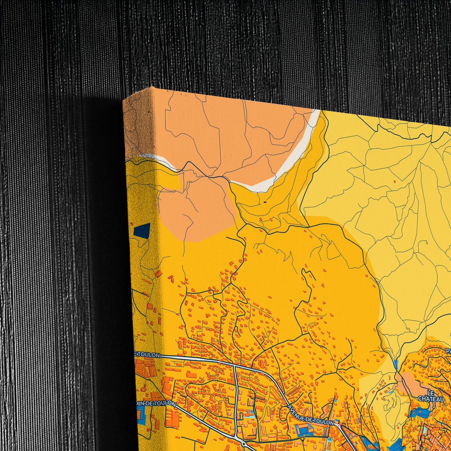 Hyères France Colorful City Map Canvas Print Detail