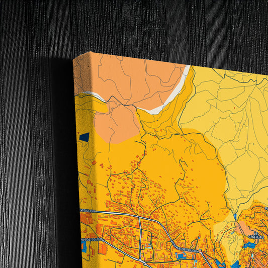 Hyères France Colorful City Map Canvas Print Detail