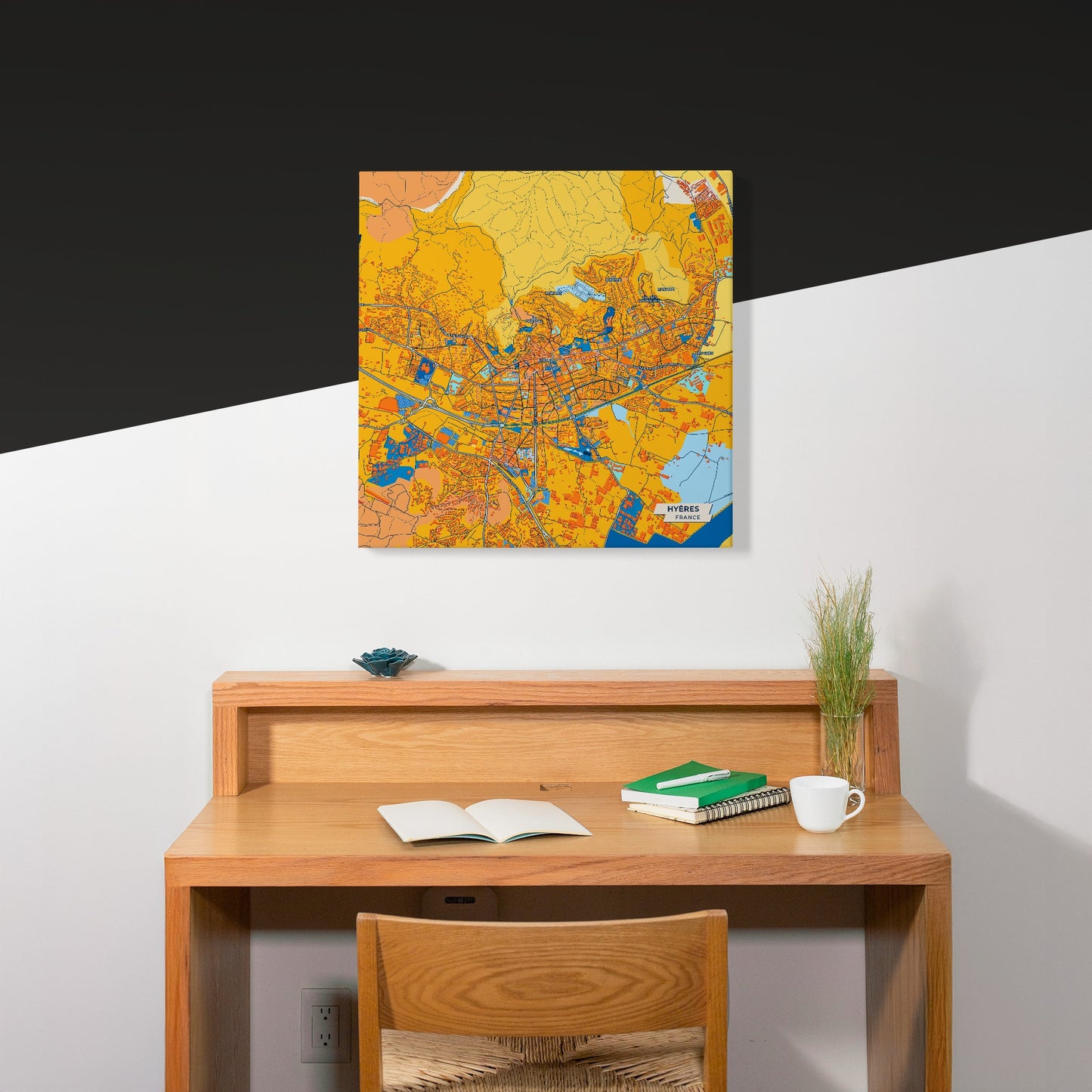 Hyères France Colorful City Map Canvas Print Scene