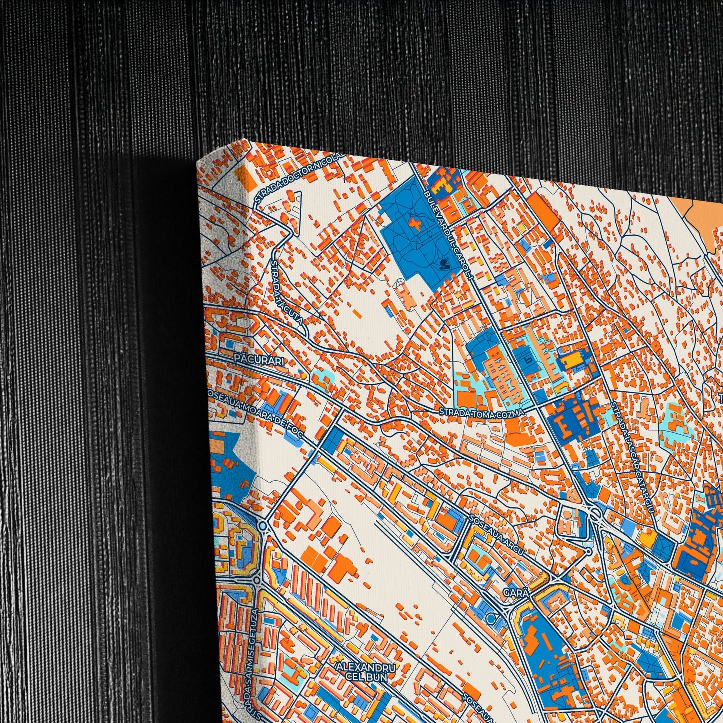 Iași Romania Colorful City Map Canvas Print Detail