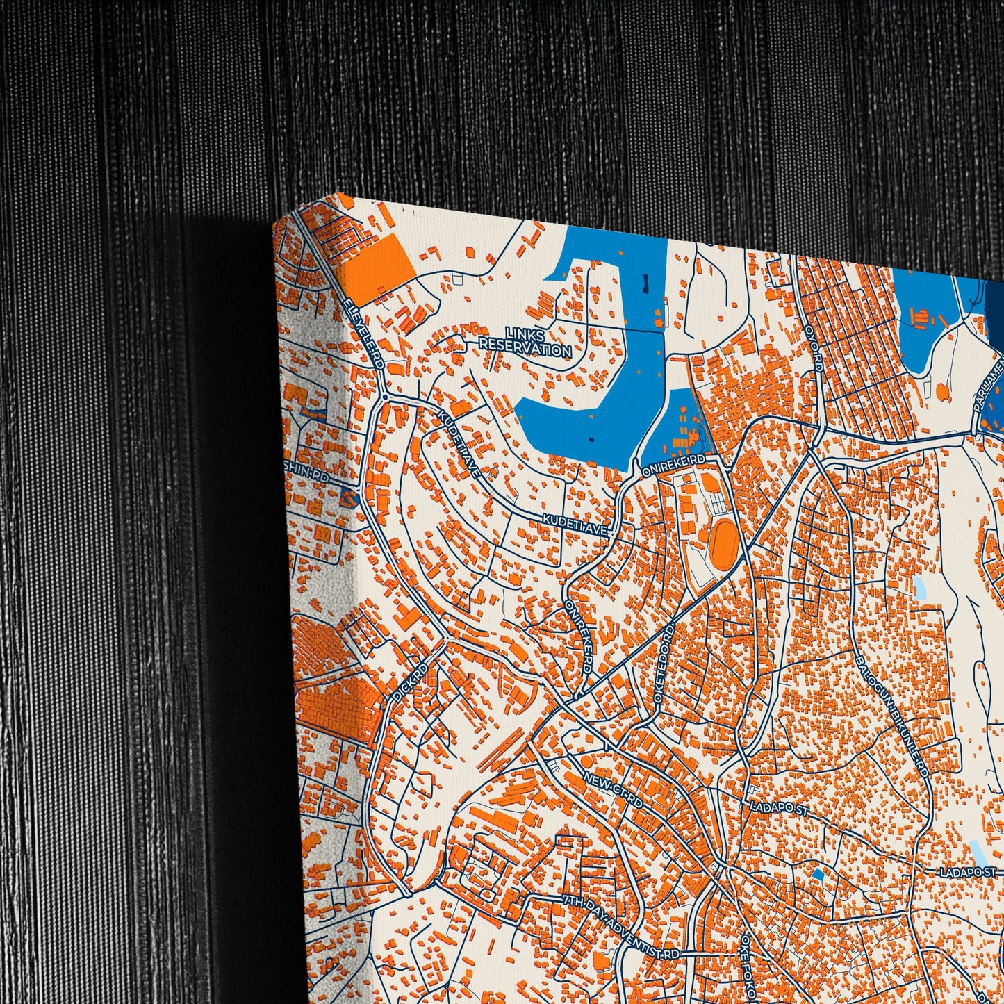Ibadan Nigeria Colorful City Map Canvas Print Detail