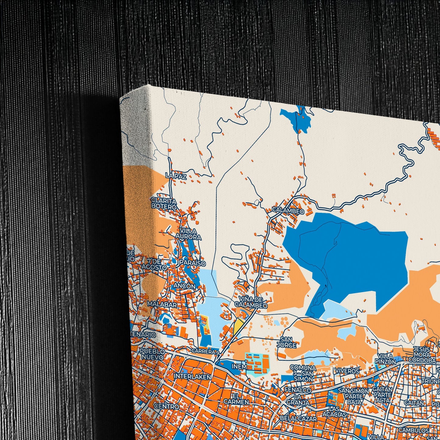 Ibague Colombia Colorful City Map Canvas Print Detail