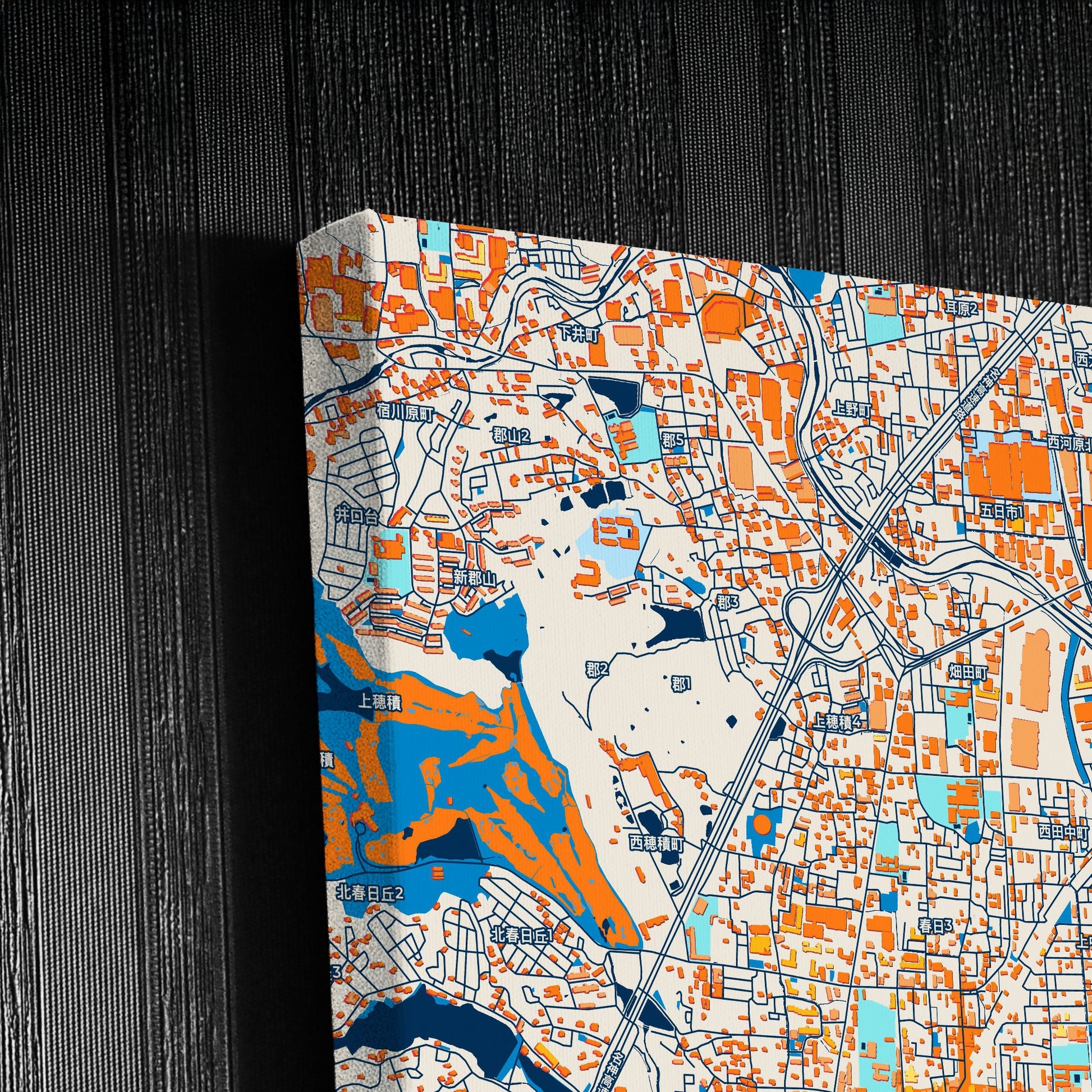 Ibaraki Japan Colorful City Map Canvas Print Detail