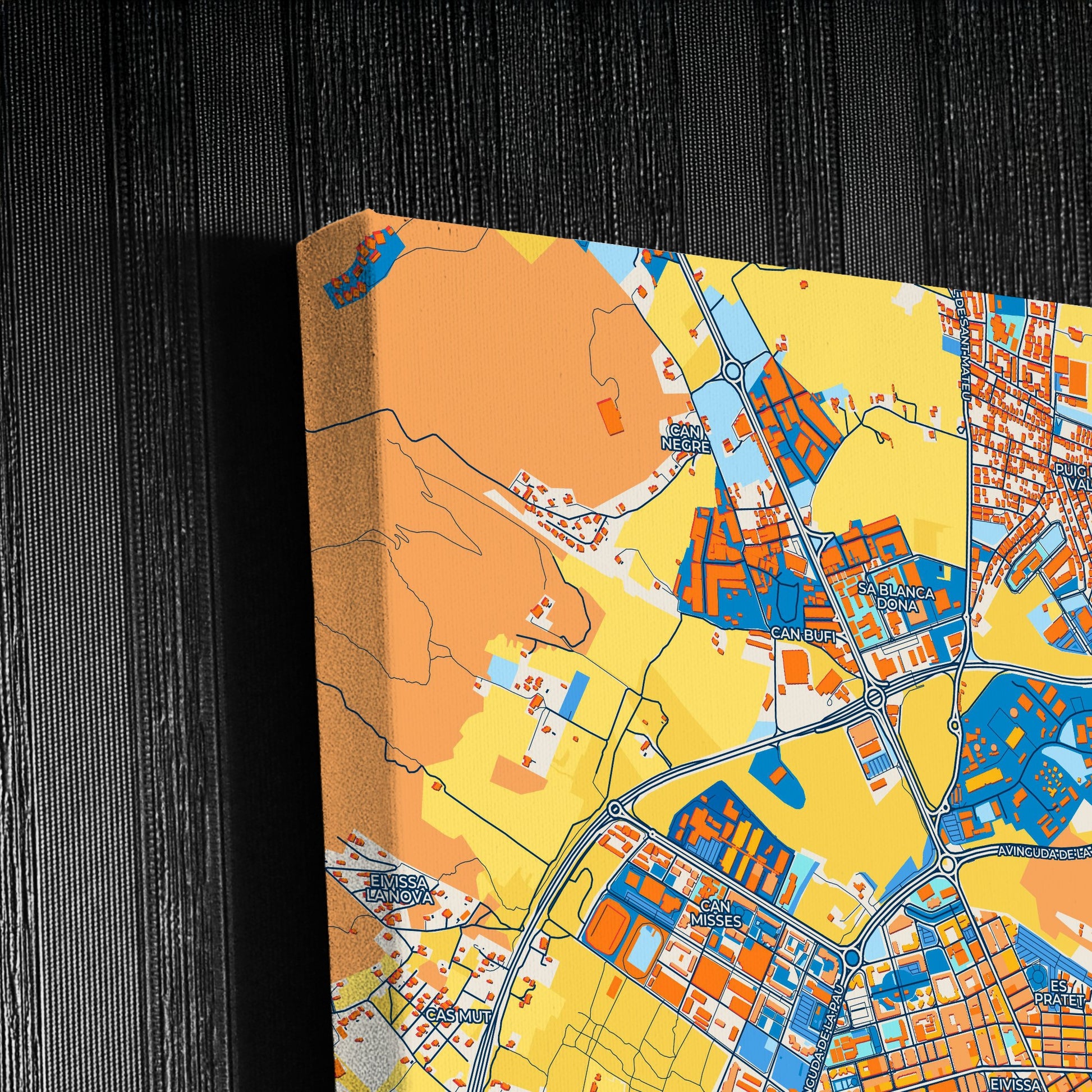 Ibiza Town Spain Colorful City Map Canvas Print Detail