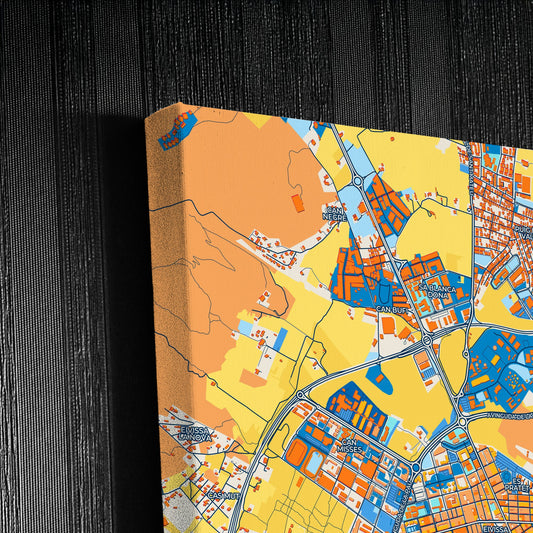 Ibiza Town Spain Colorful City Map Canvas Print Detail