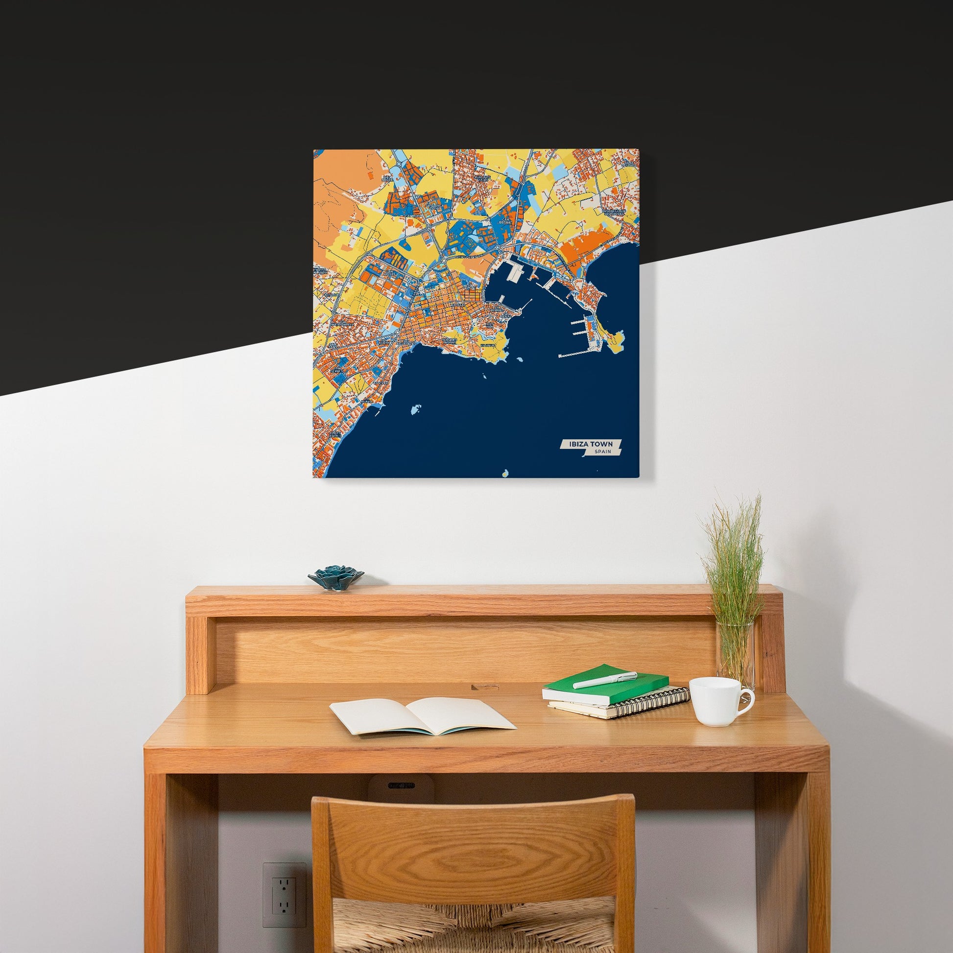 Ibiza Town Spain Colorful City Map Canvas Print Scene