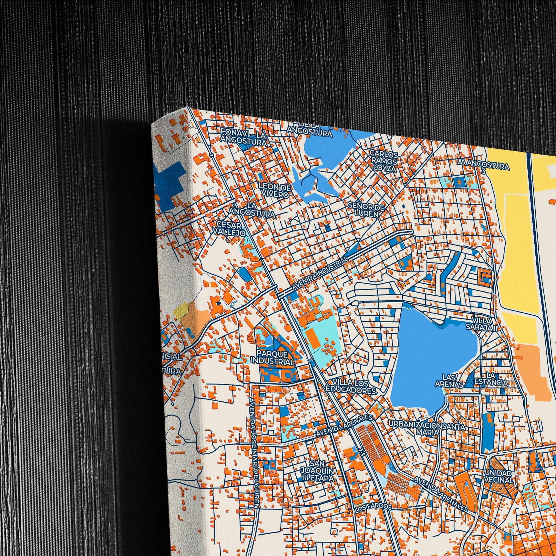 Ica Peru Colorful City Map Canvas Print Detail