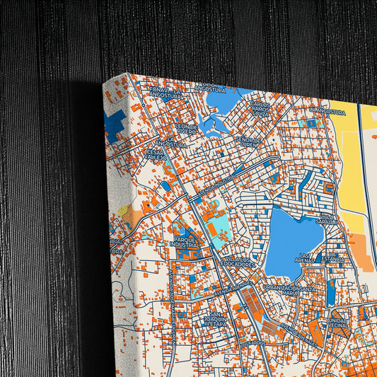 Ica Peru Colorful City Map Canvas Print Detail