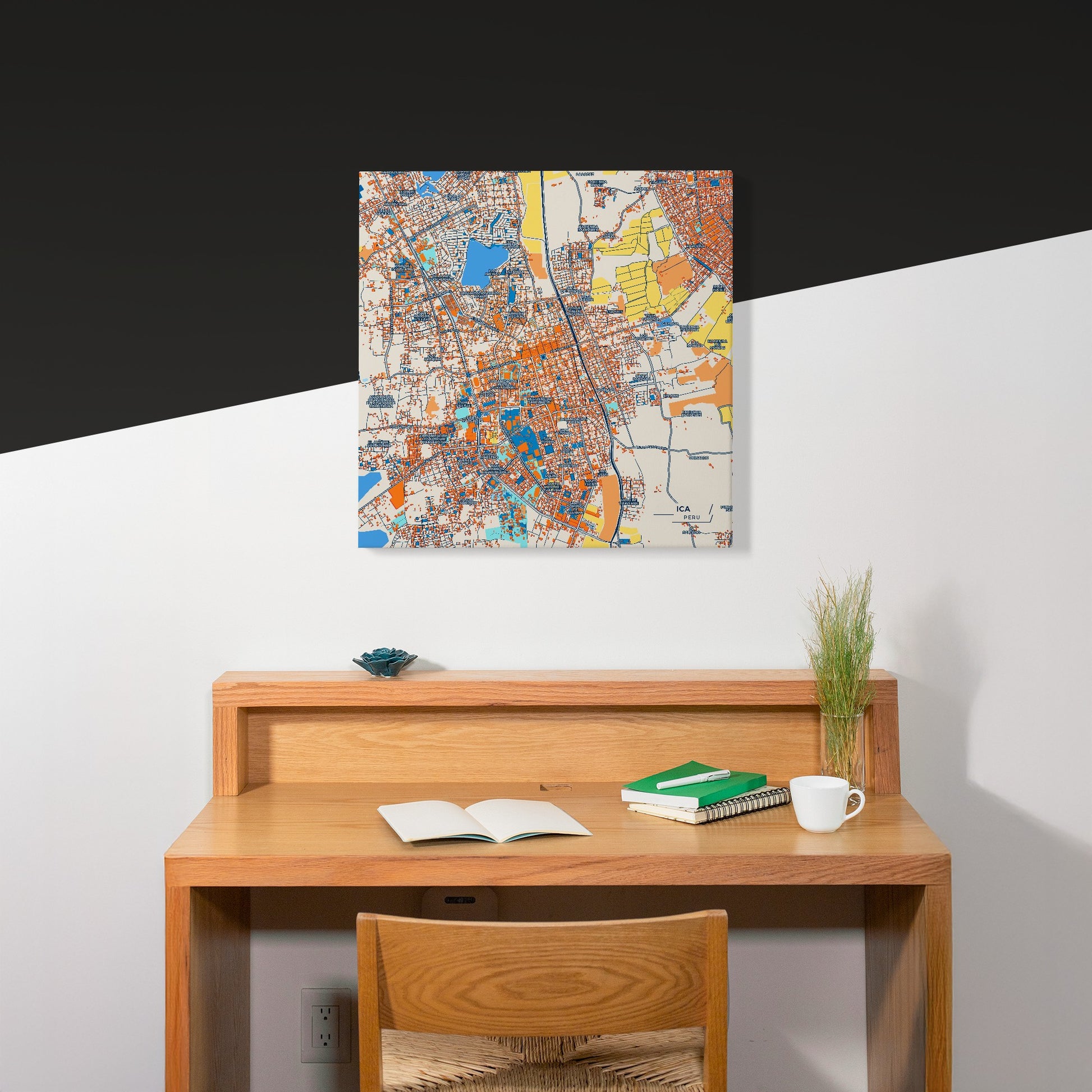 Ica Peru Colorful City Map Canvas Print Scene