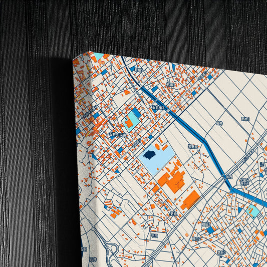 Ichihara Japan Colorful City Map Canvas Print Detail