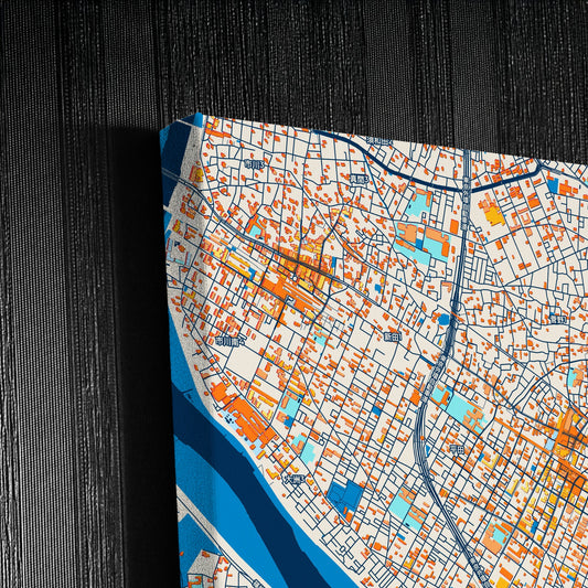 Ichikawa Japan Colorful City Map Canvas Print Detail