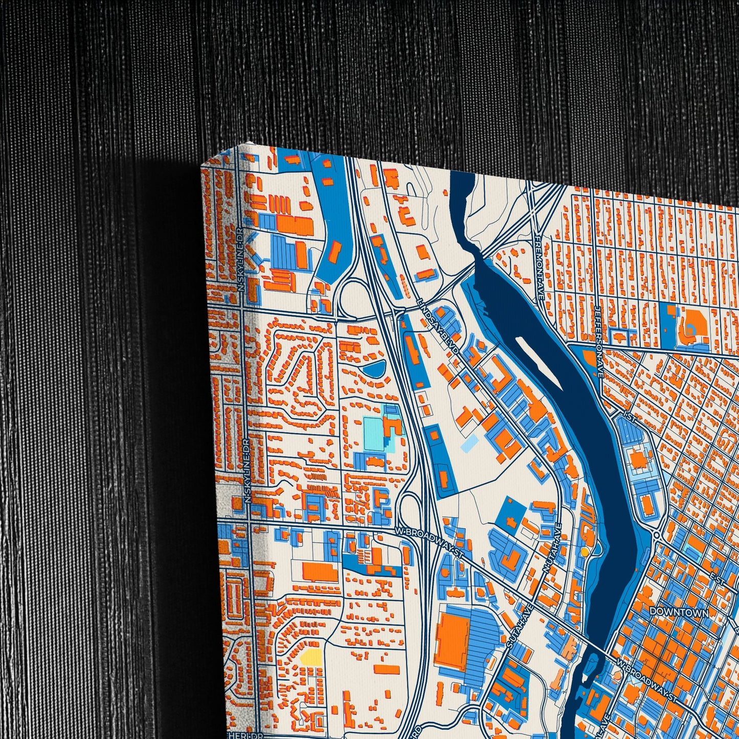 Idaho Falls Idaho Colorful City Map Canvas Print Detail