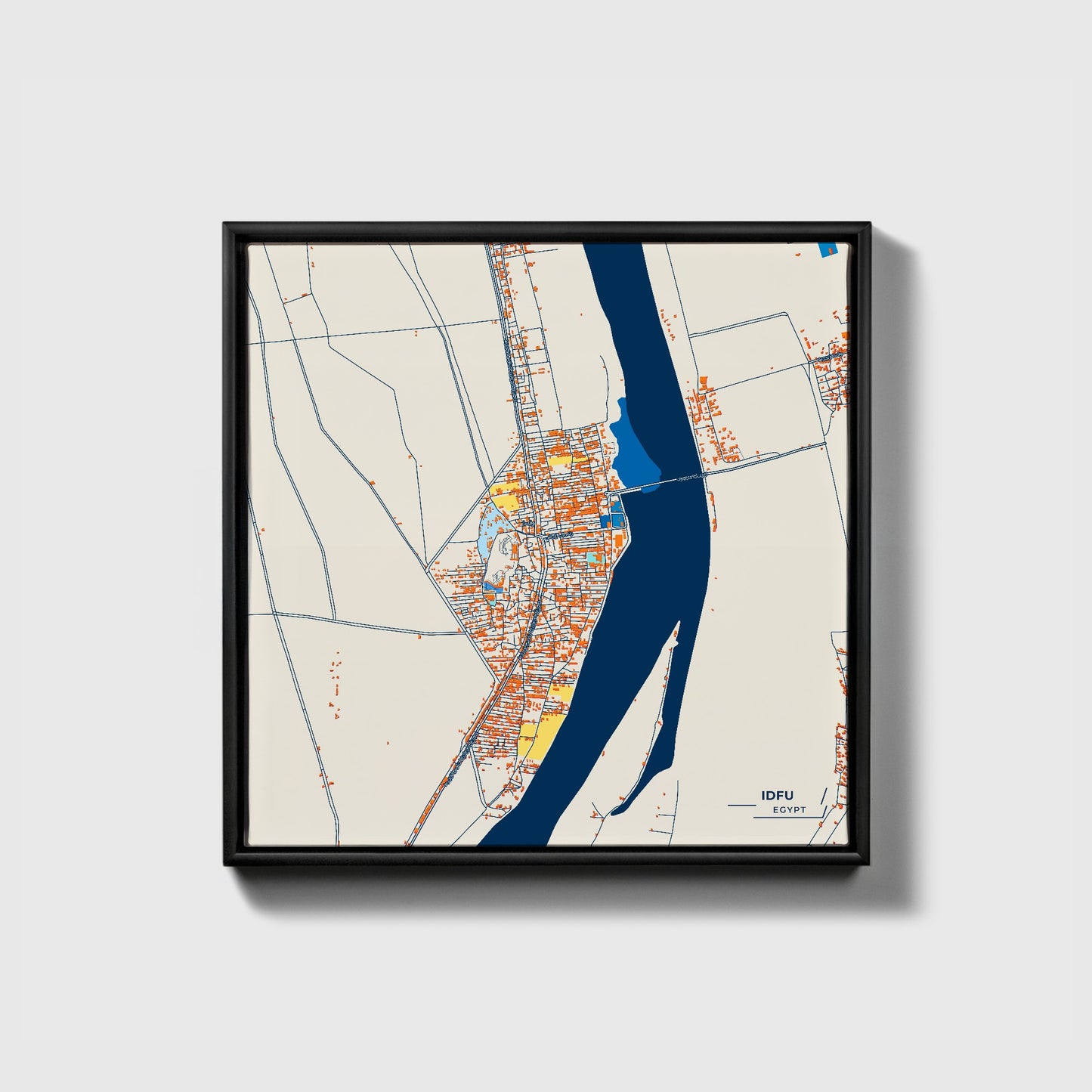Idfu Egypt Colorful City Map Canvas Print • Black Framed