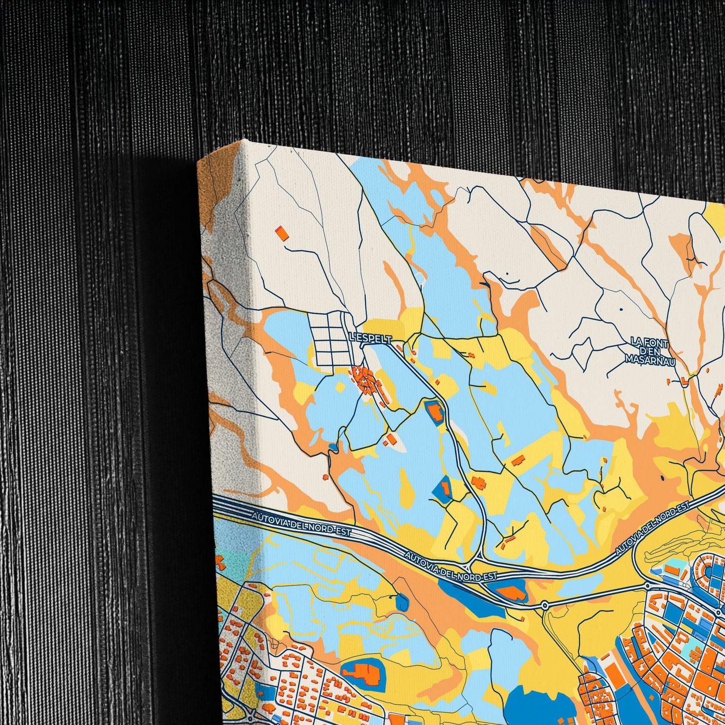 Igualada Spain Colorful City Map Canvas Print Detail