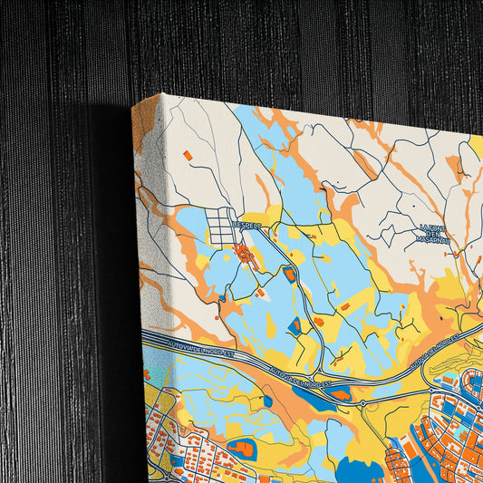 Igualada Spain Colorful City Map Canvas Print Detail