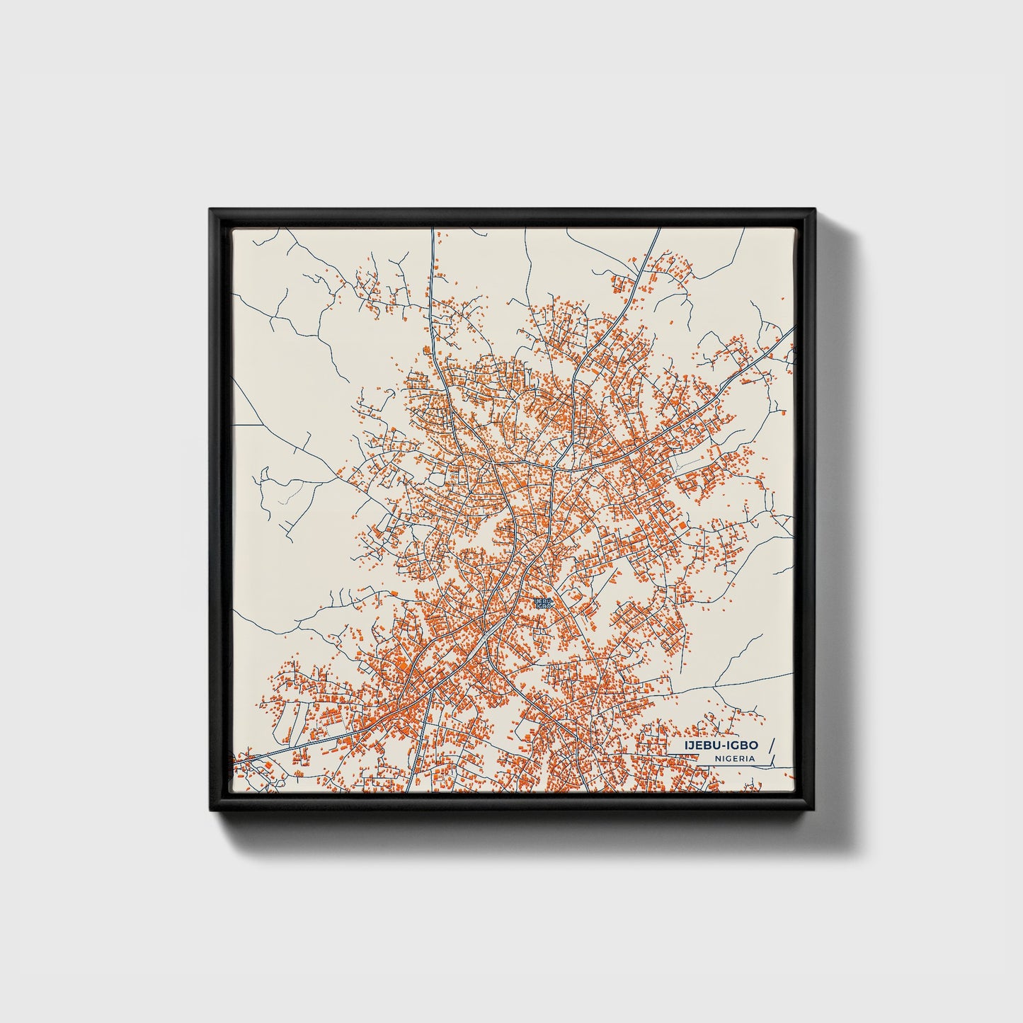 Ijebu-Igbo Nigeria Colorful City Map Canvas Print • Black Framed