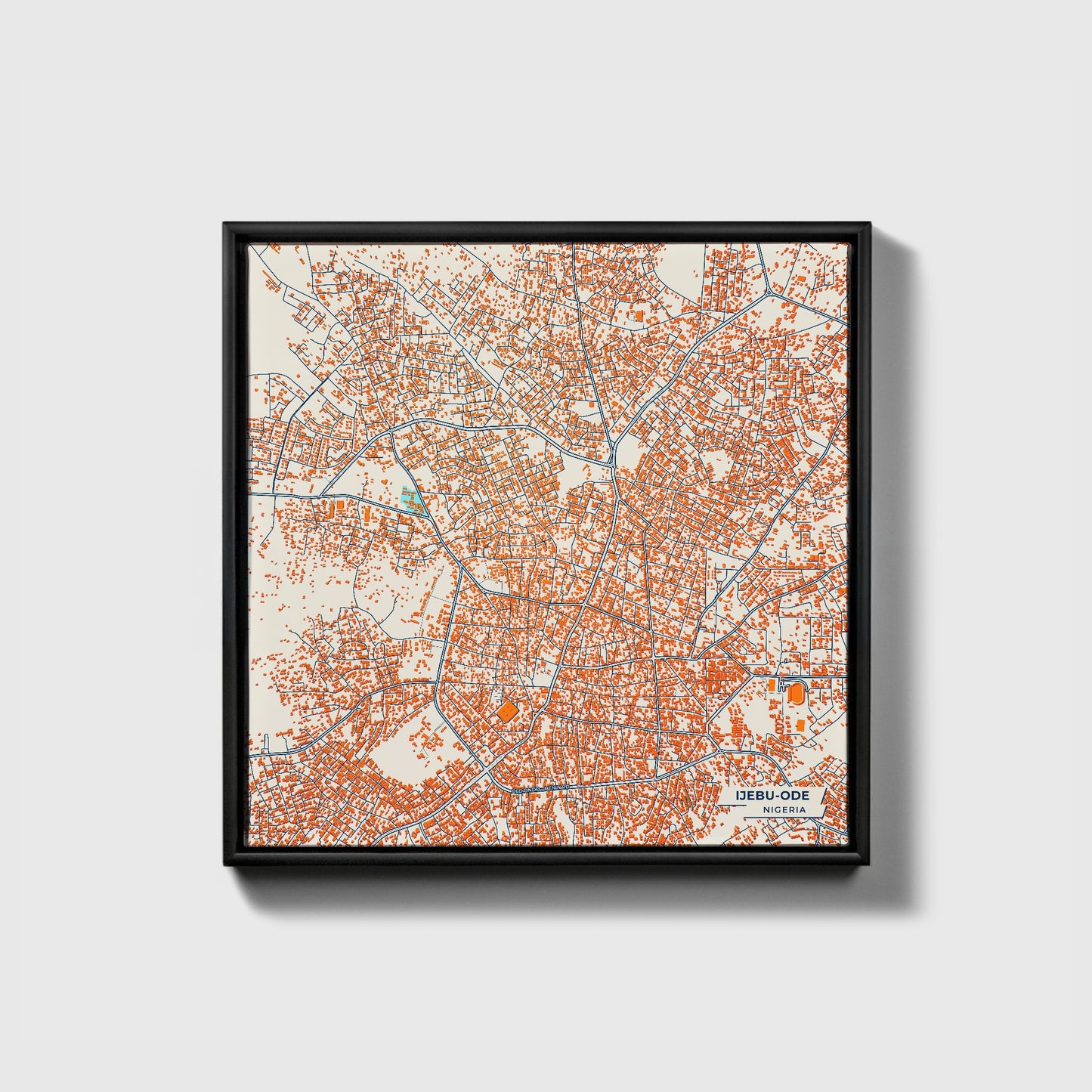 Ijebu-Ode Nigeria Colorful City Map Canvas Print • Black Framed
