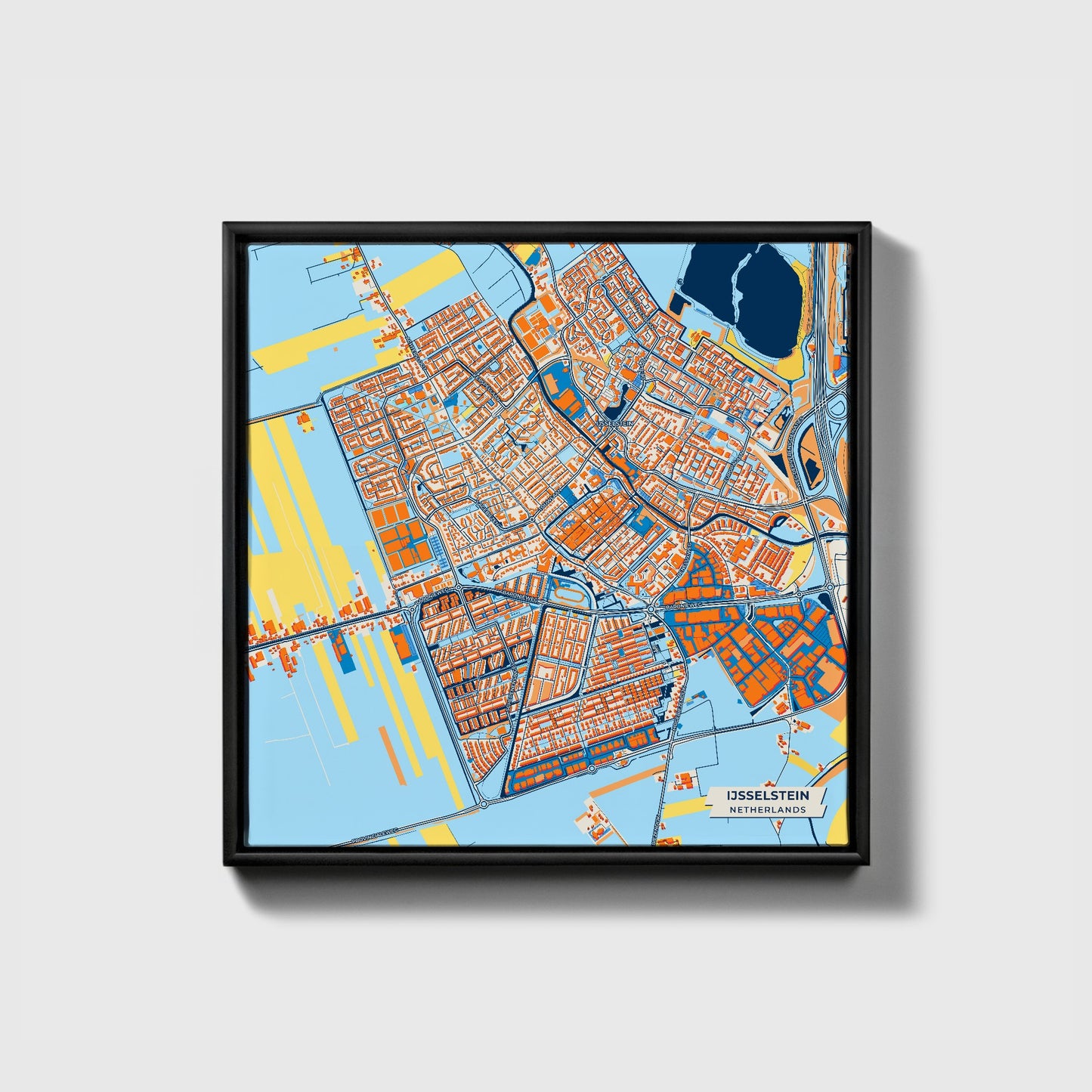 Ijsselstein Netherlands Colorful City Map Canvas Print • Black Framed