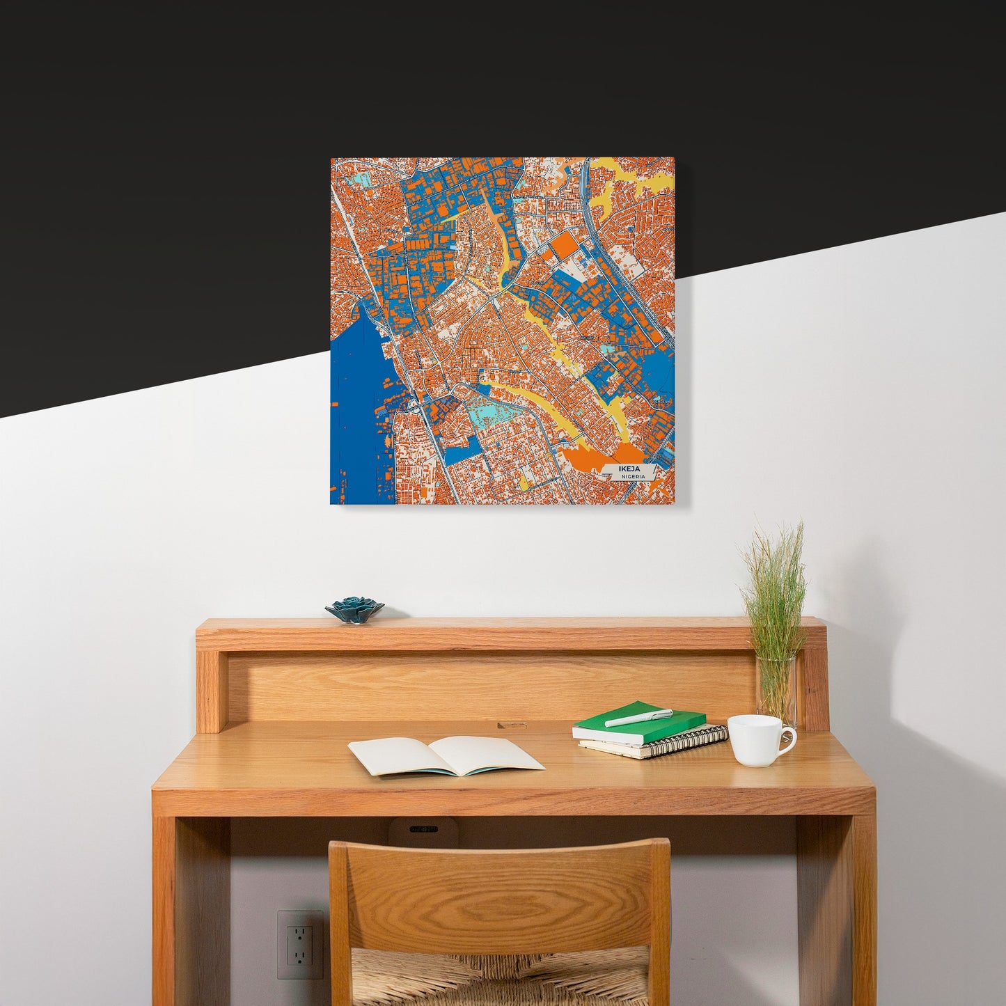 Ikeja Nigeria Colorful City Map Canvas Print Scene