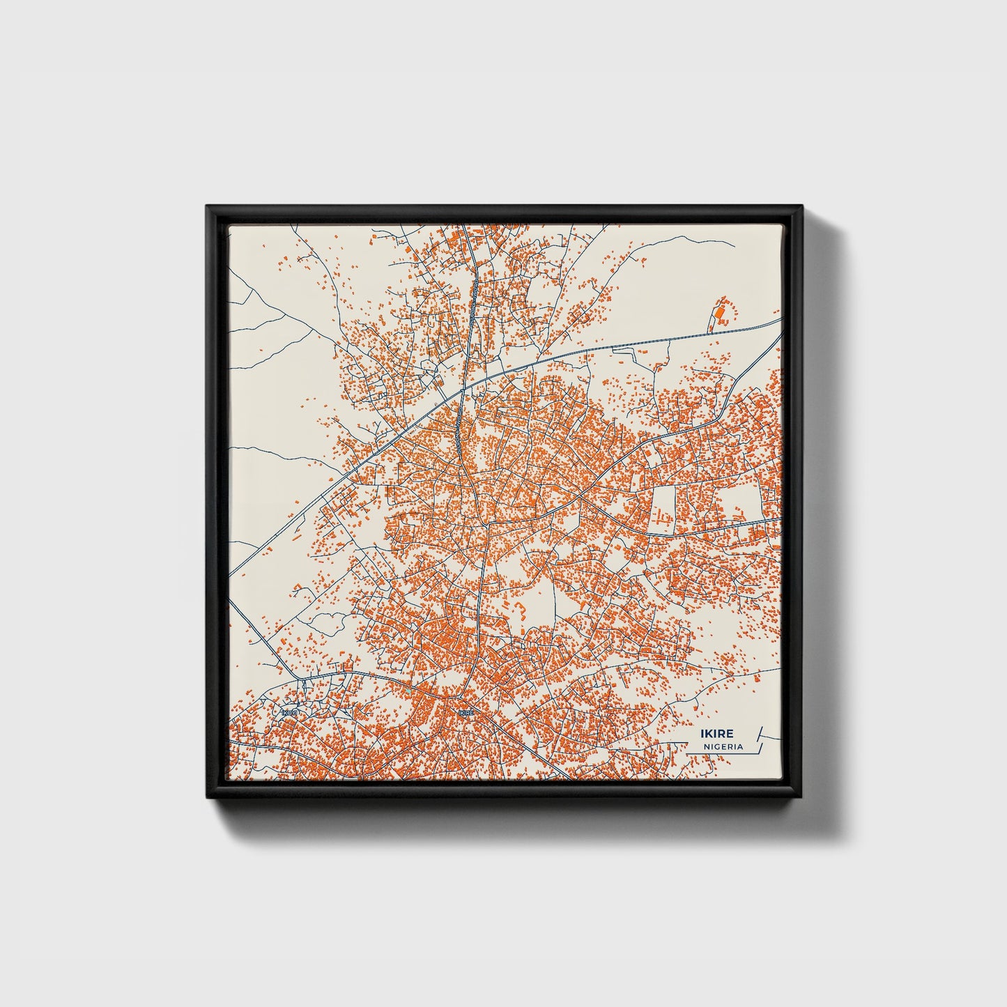 Ikire Nigeria Colorful City Map Canvas Print • Black Framed