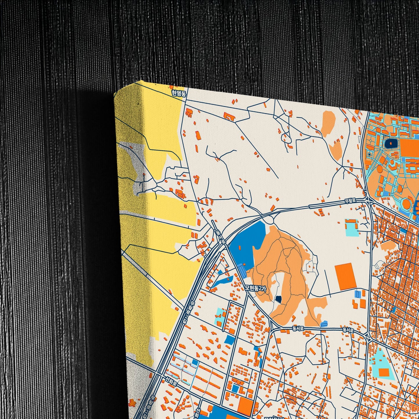 Iksan South Korea Colorful City Map Canvas Print Detail