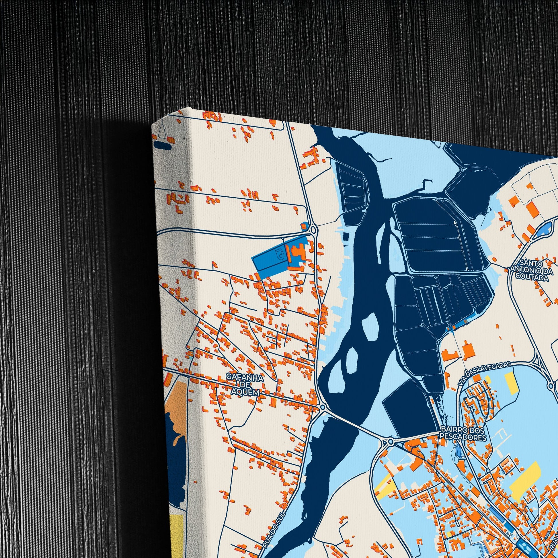 Ílhavo Portugal Colorful City Map Canvas Print Detail