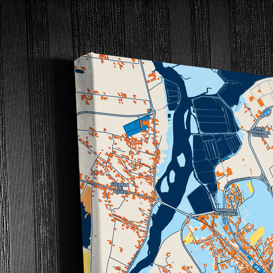 Ílhavo Portugal Colorful City Map Canvas Print Detail