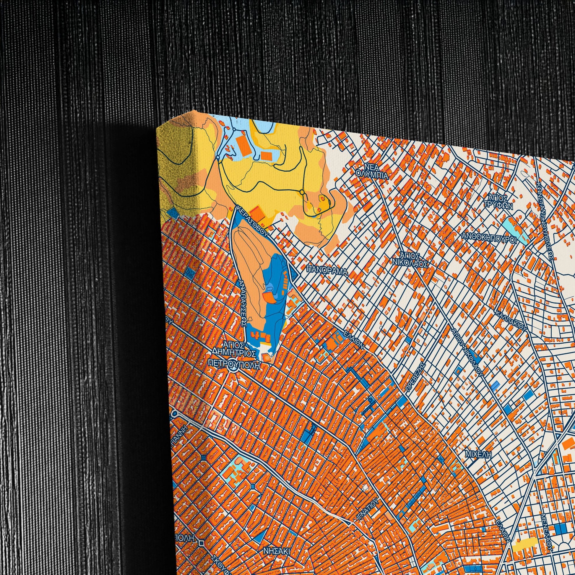 Ilio Greece Colorful City Map Canvas Print Detail
