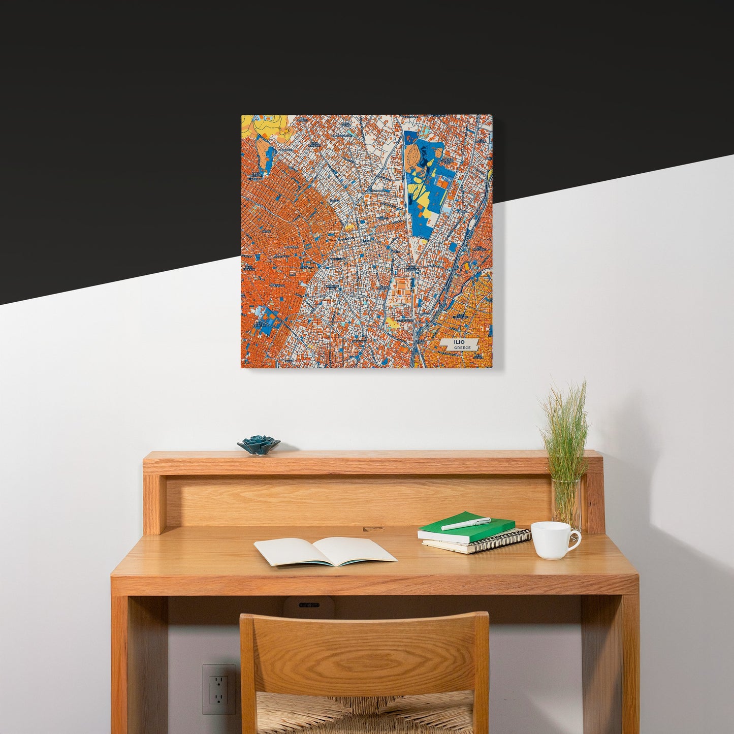 Ilio Greece Colorful City Map Canvas Print Scene
