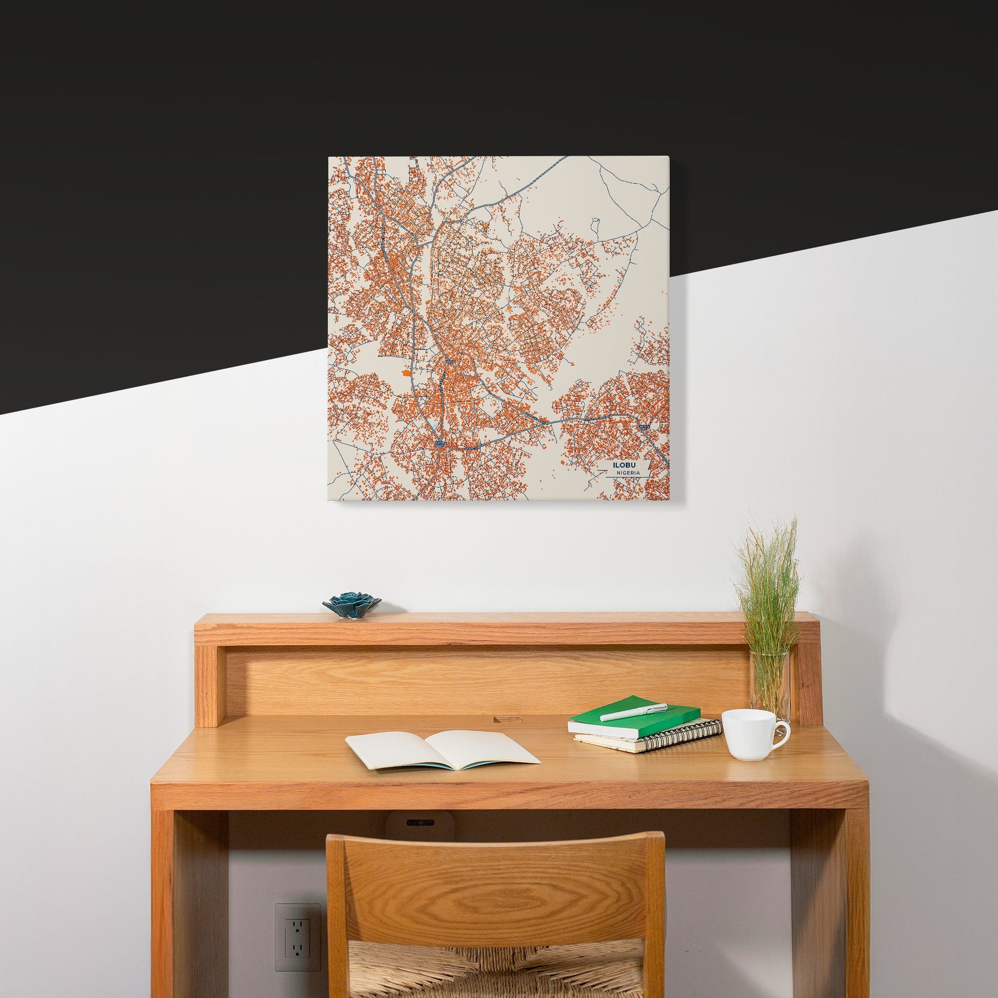 Ilobu Nigeria Colorful City Map Canvas Print Scene