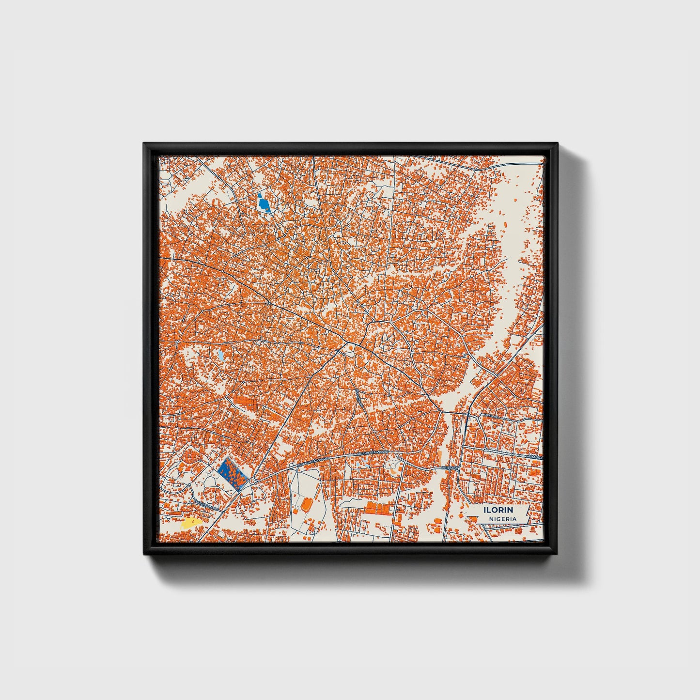 Ilorin Nigeria Colorful City Map Canvas Print • Black Framed