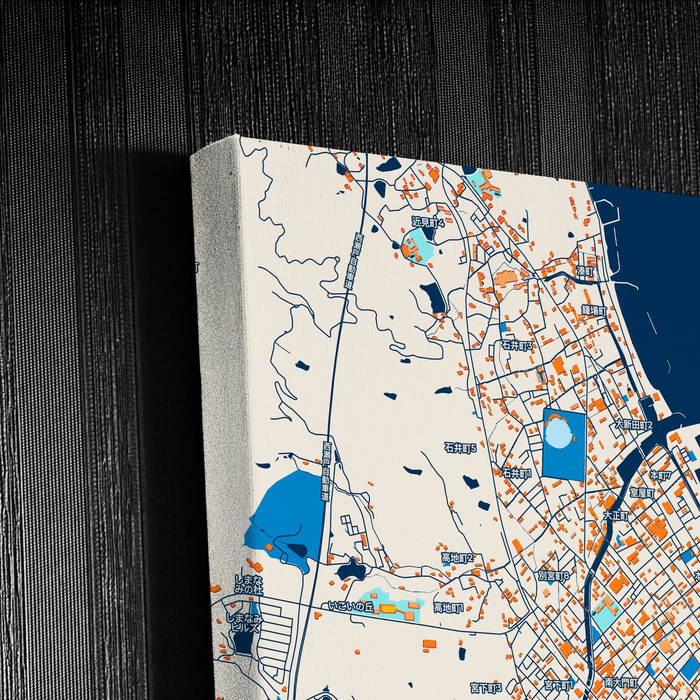 Imabari Japan Colorful City Map Canvas Print Detail