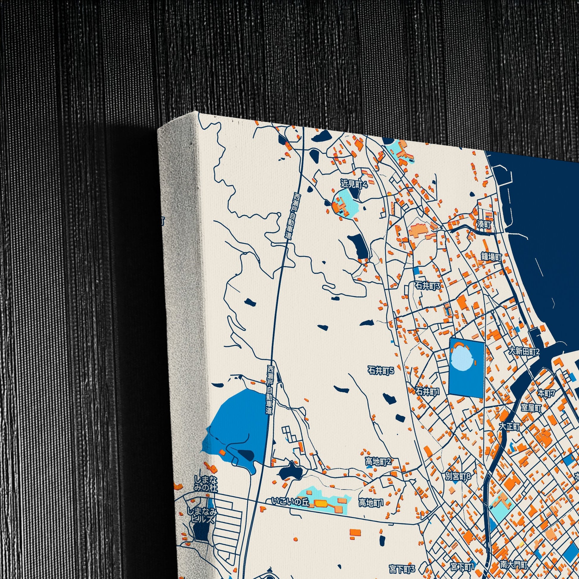 Imabari Japan Colorful City Map Canvas Print Detail