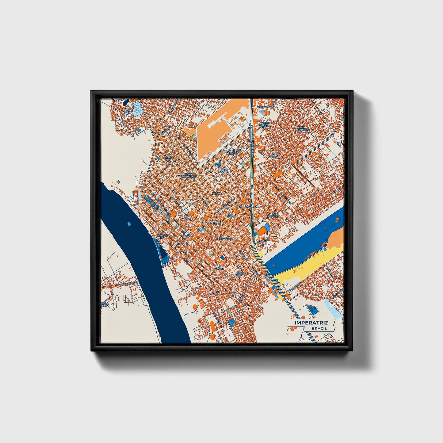 Imperatriz Brazil Colorful City Map Canvas Print • Black Framed