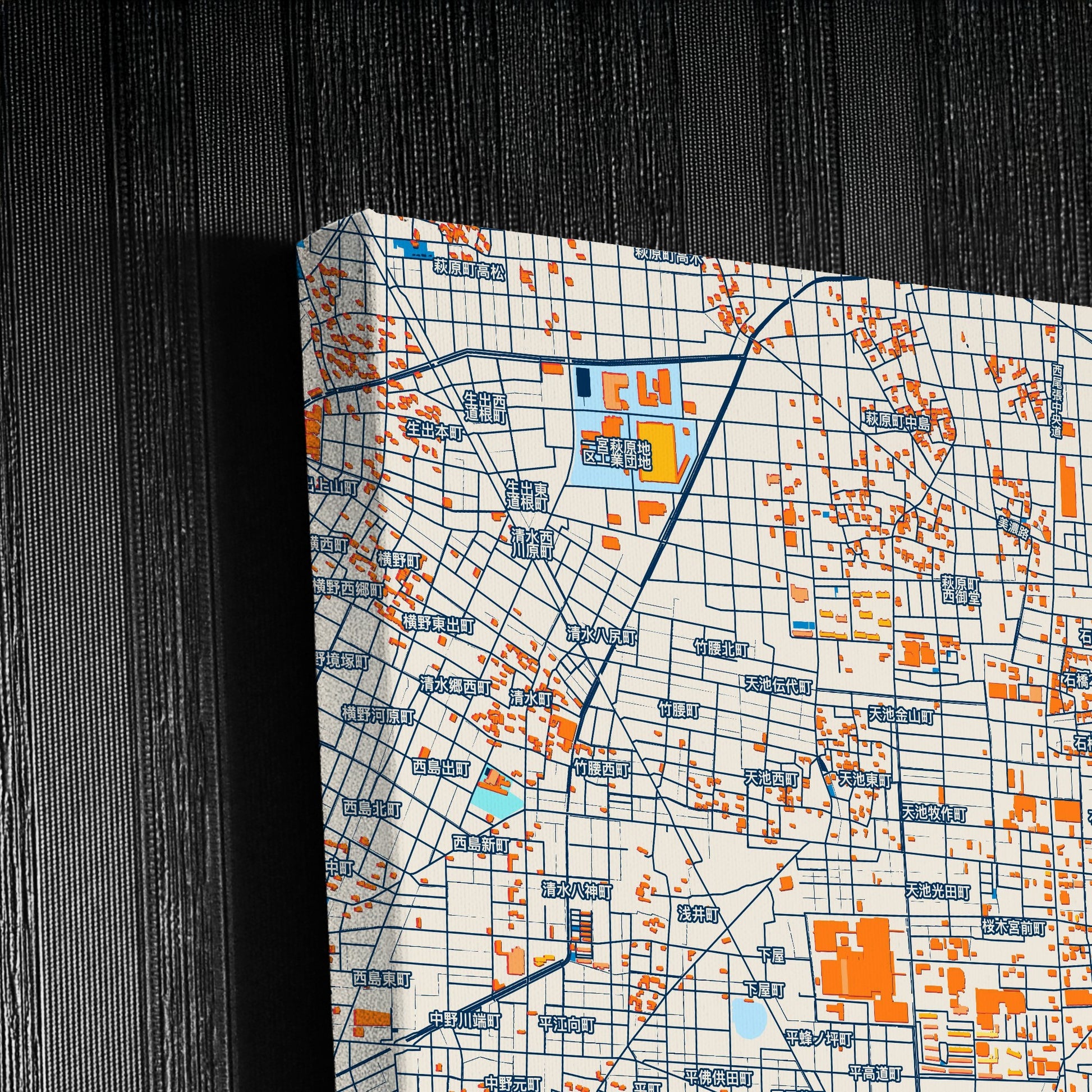 Inazawa Japan Colorful City Map Canvas Print Detail