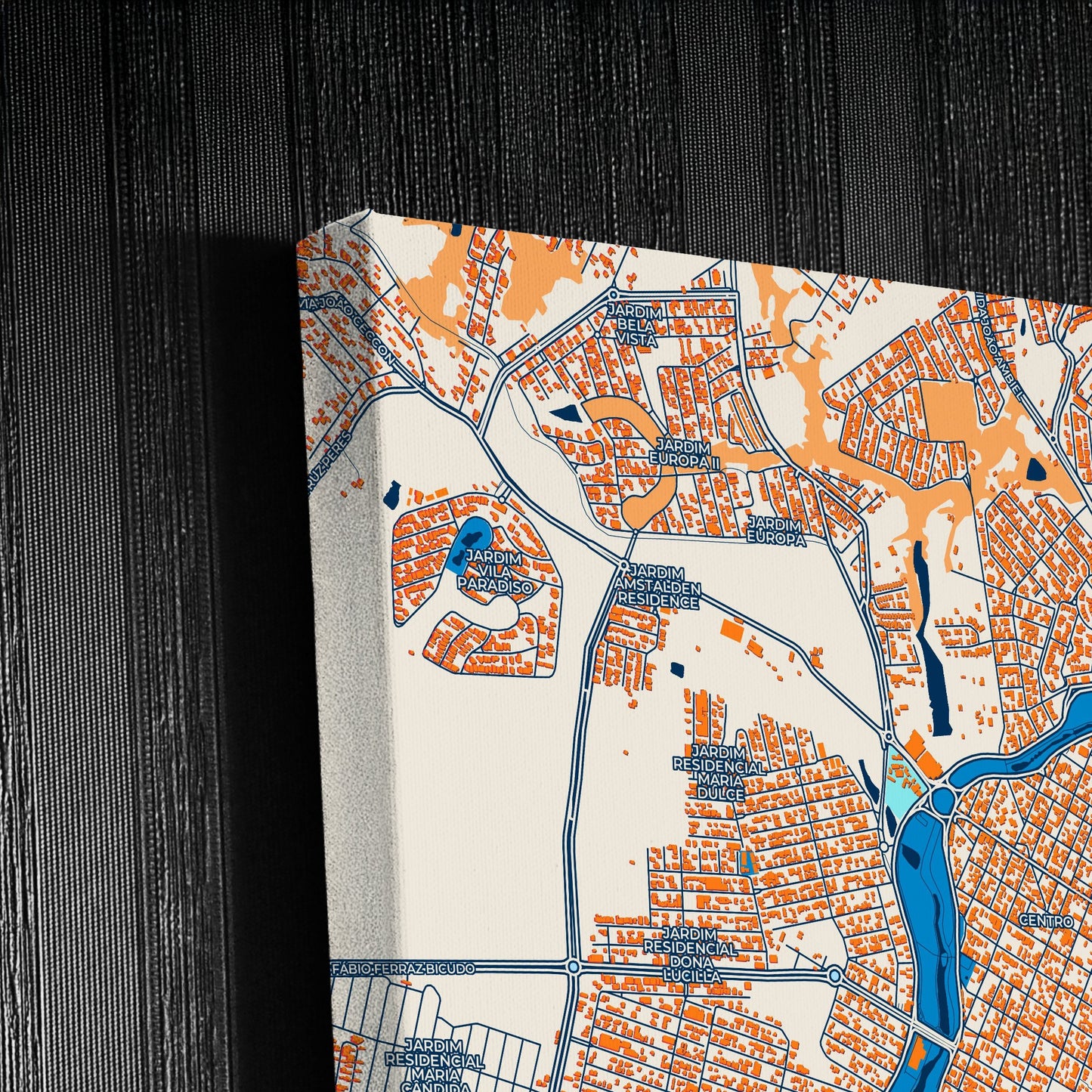 Indaiatuba Brazil Colorful City Map Canvas Print Detail