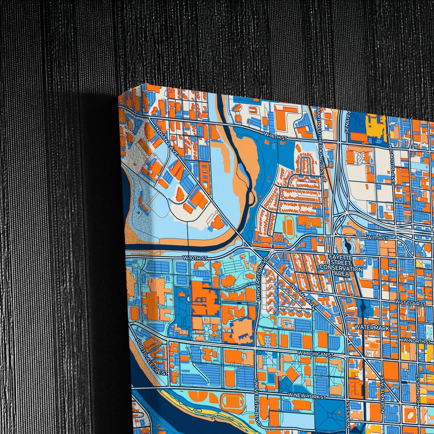 Indianapolis Indiana Colorful City Map Canvas Print Detail