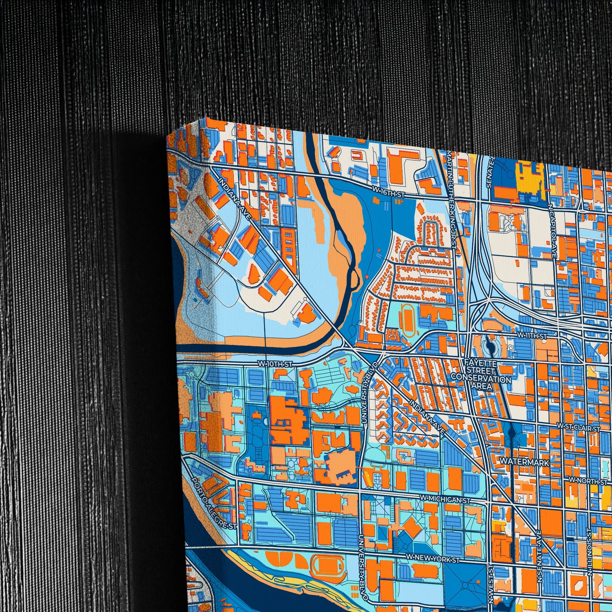 Indianapolis Indiana Colorful City Map Canvas Print Detail
